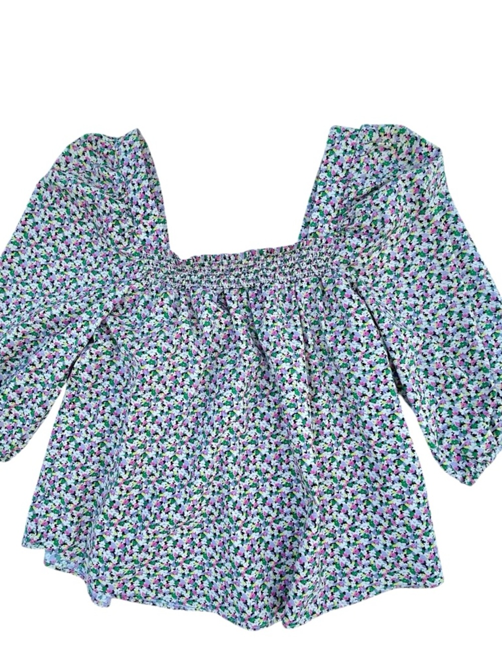 H&M Lavender Multi Smocked Square-Neck‎ Floral Top
